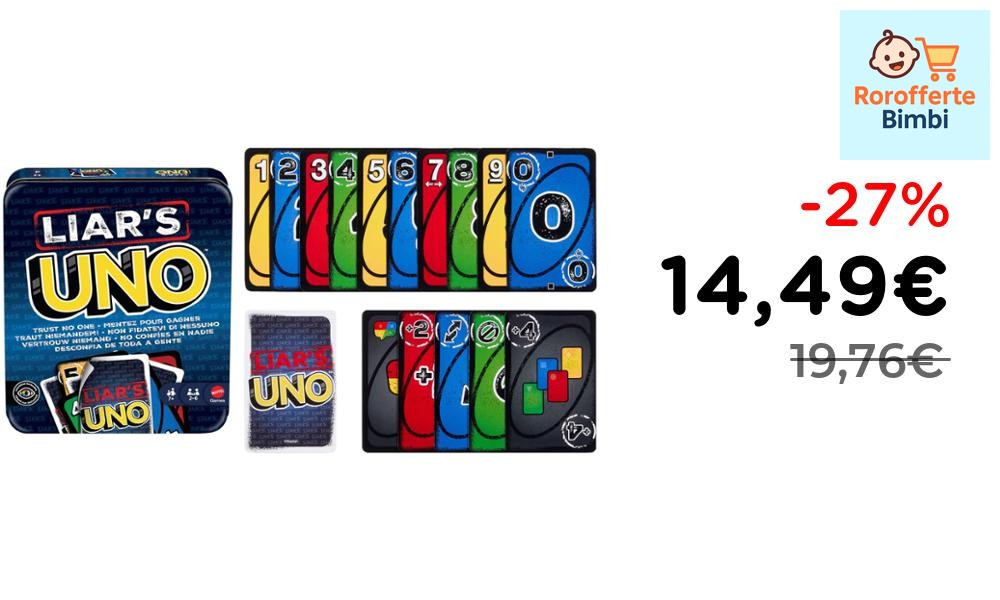 Offerta: 🎲 **Mattel Games Liar's UNO Gioco di Bluff da Viaggio 7…