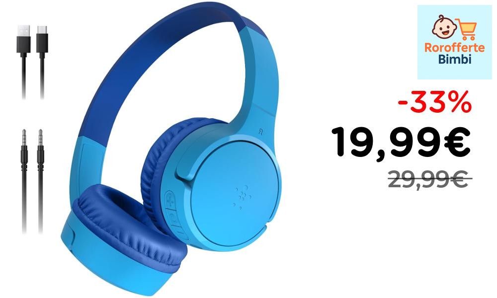 Offerta: 🎧 **Belkin SoundForm Mini Cuffie Wireless per Bambini – Blu*…