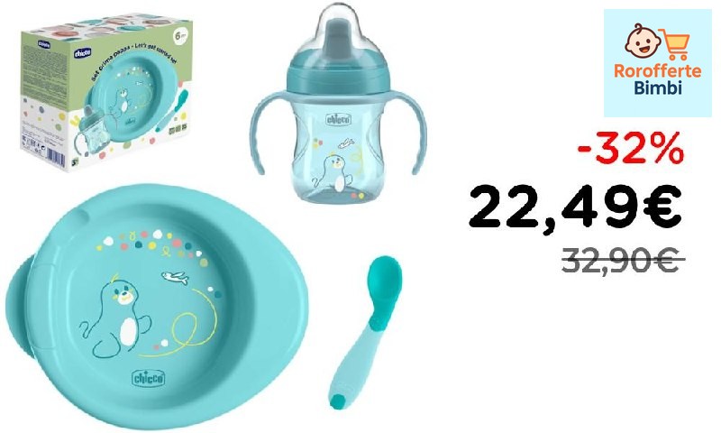 Offerta: 🍽️ **Chicco Set Pappa Completo 6 Mesi, Tazza e Cucchiaio Azz…