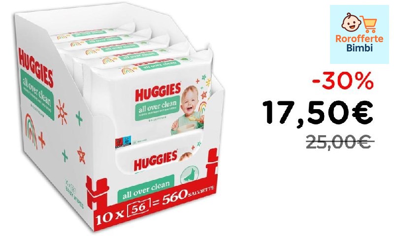 Offerta: 🧼 **Huggies Everyday Salviette Neonato 560 Pz 99% Acqua Pura…