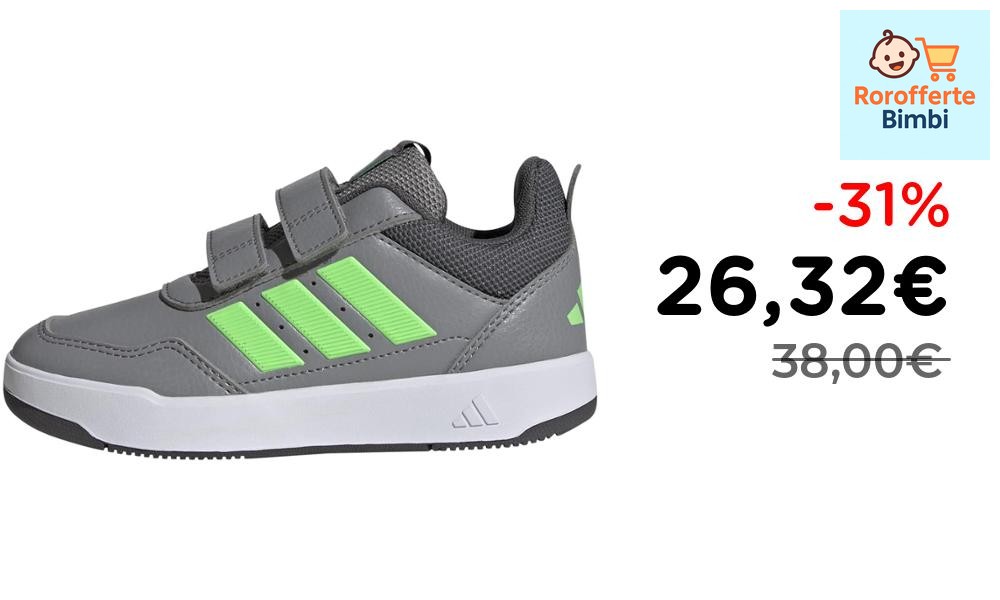 Offerta: 👟 **adidas TENSAUR 3.0 Scarpe Sportive Bambini Grigio/Lime 3…