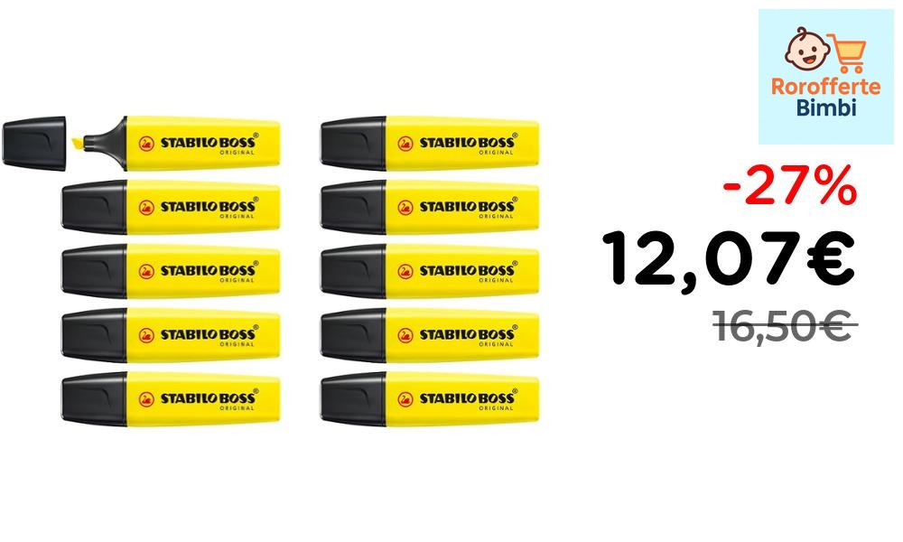 Offerta: 🖍️ **STABILO BOSS ORIGINAL Evidenziatore Giallo 10 Pezzi**

…