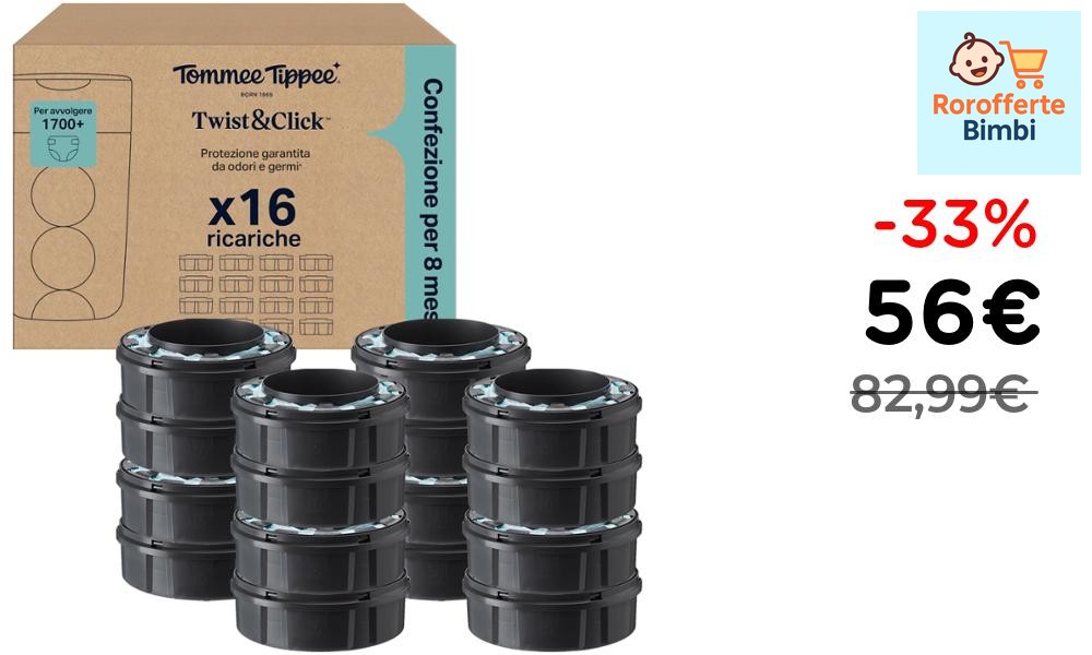 Offerta: 🍼 **Tommee Tippee Ricariche Twist & Click Advanced 16×10…