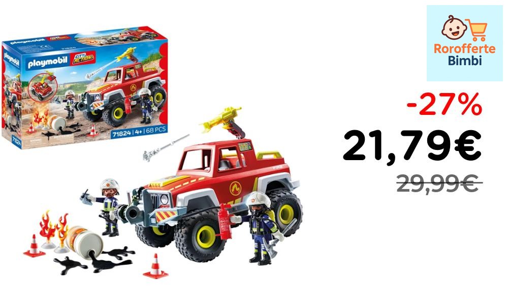 Offerta: 🚒 **PLAYMOBIL Action Heroes Pick-up Pompieri 71824**

‼️ **2…