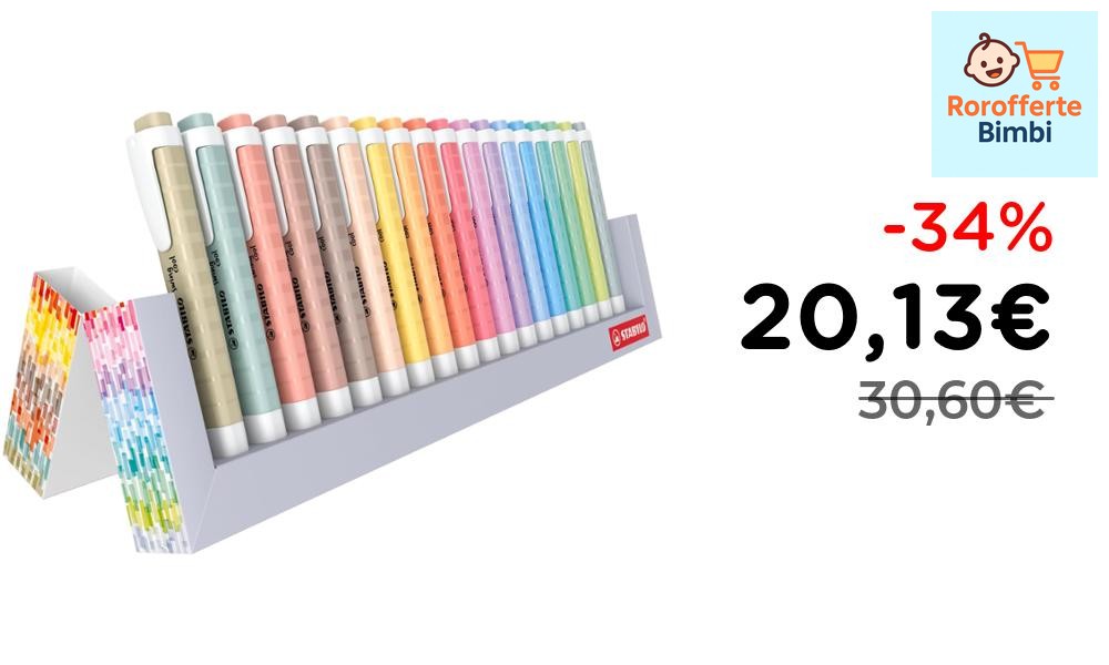 Offerta: 🖍️ **STABILO swing cool NatureCOLORS Evidenziatori Set 18 Co…
