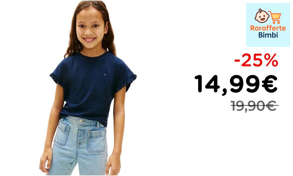 Offerta: 👕 **Tommy Hilfiger T-Shirt Maniche Corte Bambina Blu 4 Anni*…