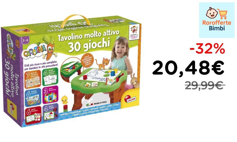 Offerta: 🧸 **Lisciani Giochi Carotina Tavolino con 30 Giochi**

‼️ **…