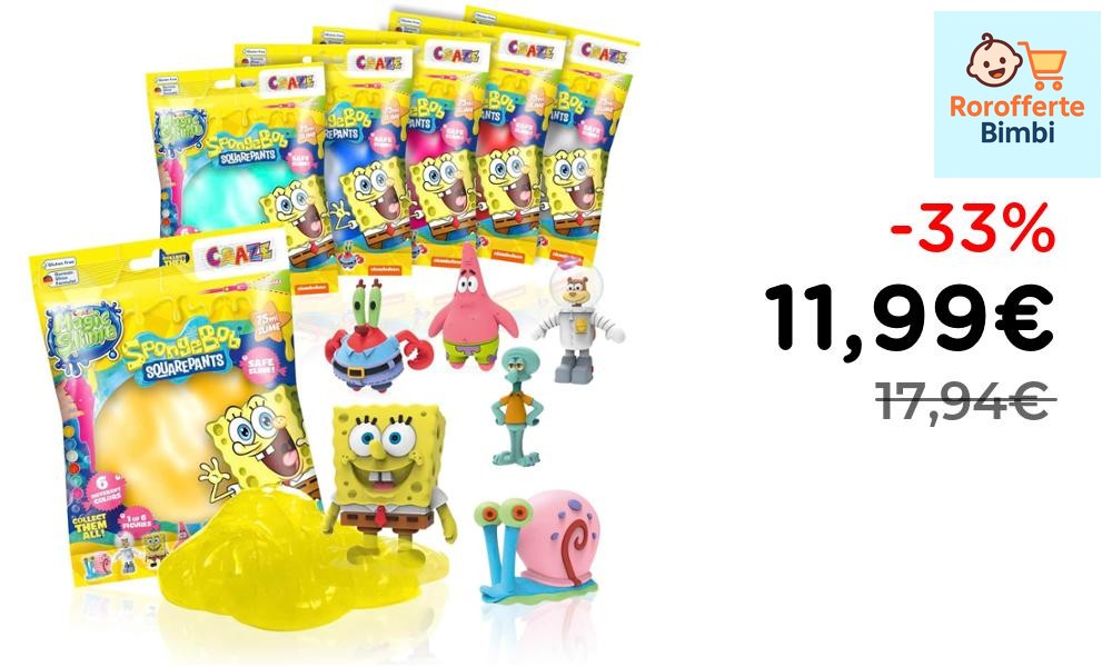 Offerta: 🧪 **CRAZE Magic Slime Set 3x75ml Sorpresa SpongeBob**

‼️ **…