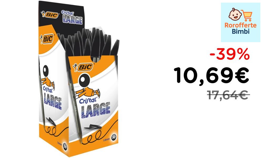 Offerta: 🖊️ **BIC Cristal Large Penne a Sfera 50pz per Scuola e Uffic…