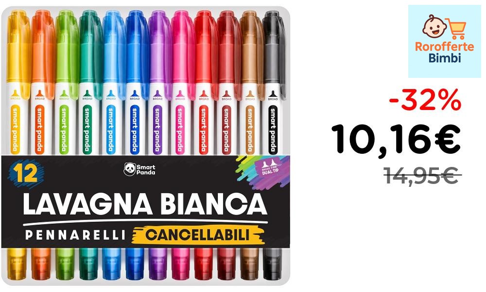 Offerta: 🖊️ **Smart Panda Pennarelli Lavagna Bianca 12 Colori Doppia …