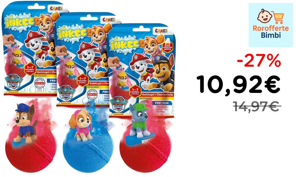Offerta: 🛁 **INKEE Set 3 Bombe da Bagno Paw Patrol con Sorpresa**

‼️…