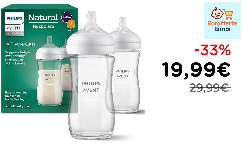 Offerta: 🍼 **Philips Avent Biberon Vetro Natural Response 2x240ml**

…