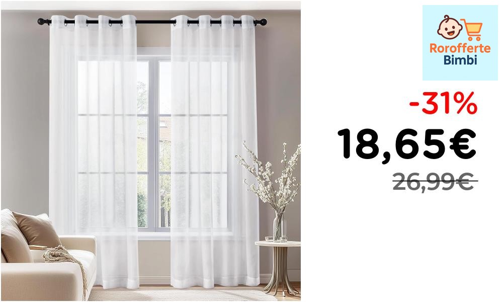Offerta: 🪟 **Deconovo Tende per Interni Moderne 2 Pezzi 140×290 Bianc…