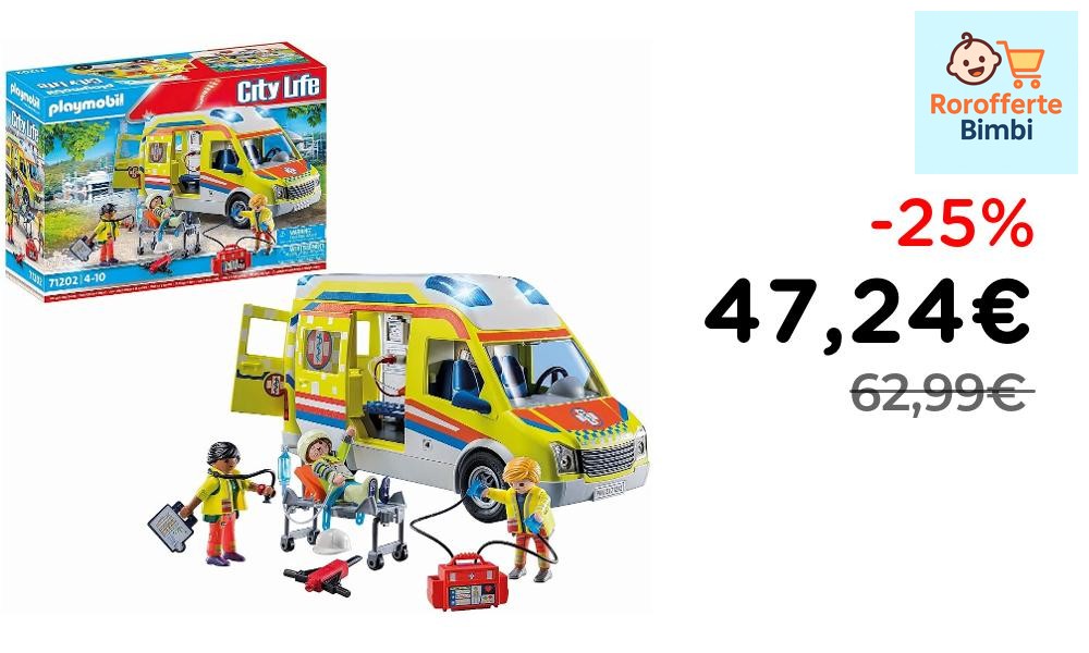 Offerta: 🚑 **PLAYMOBIL City Life Ambulanza 71202 con luci e suoni**

…