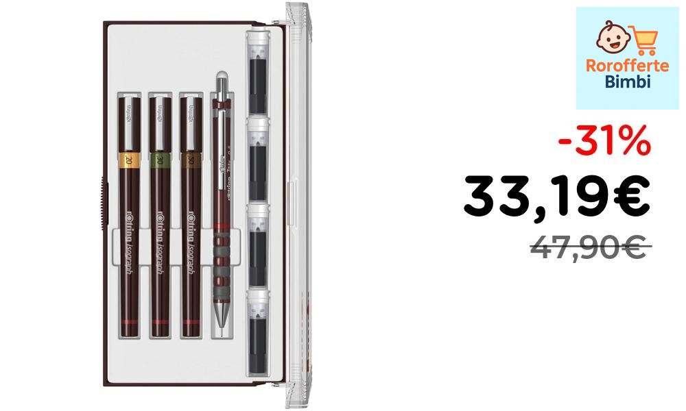 Offerta: 🖊️ **rOtring Set Isografo 0.2-0.3-0.5 mm**

‼️ **33,19€** in…