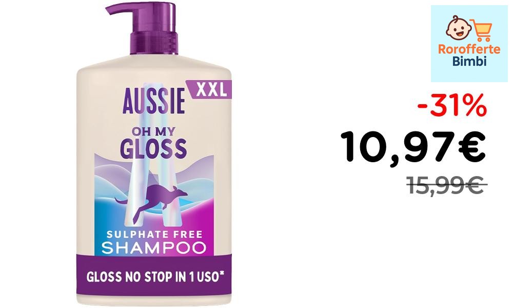 Offerta: 🛁 **Aussie Oh My Gloss Shampoo 1000ml per Infanzia**

‼️ **1…