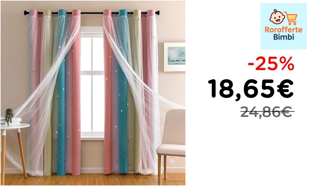 Offerta: 🪄 **XiDi Dream Star Tende Oscuranti Principesse Rosa Blu 86x…