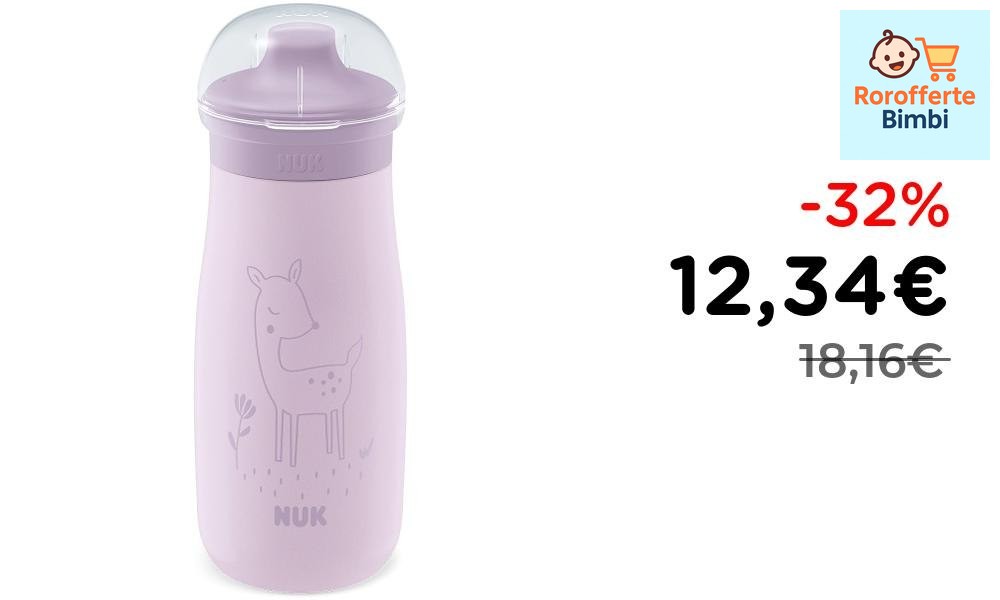 Offerta: 🍼 **NUK Mini-Me Tazza Antigoccia Inox 300 ml – Lilac Deer**
…