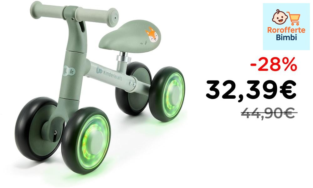 Offerta: 🚲 **Kinderkraft CUTIE FLASH Bici Senza Pedali Verde con Ruot…