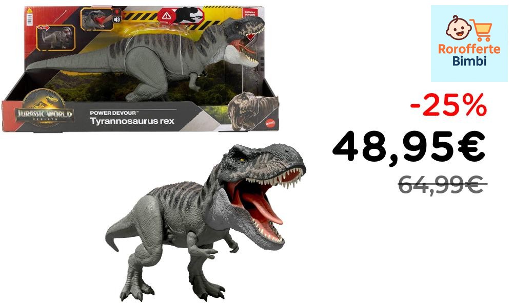 Offerta: 🦖 **Mattel Jurassic World Power Devour Tirannosauro Rex**

‼…